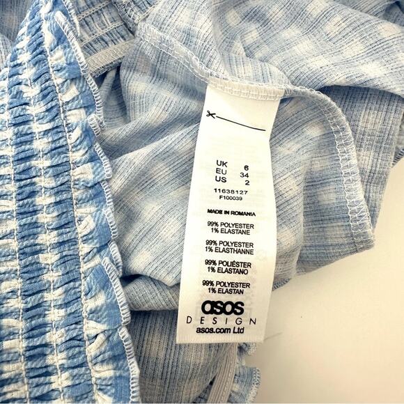 ASOS gingham flippy shorts in blue white Size US 2 - Picture 3 of 5